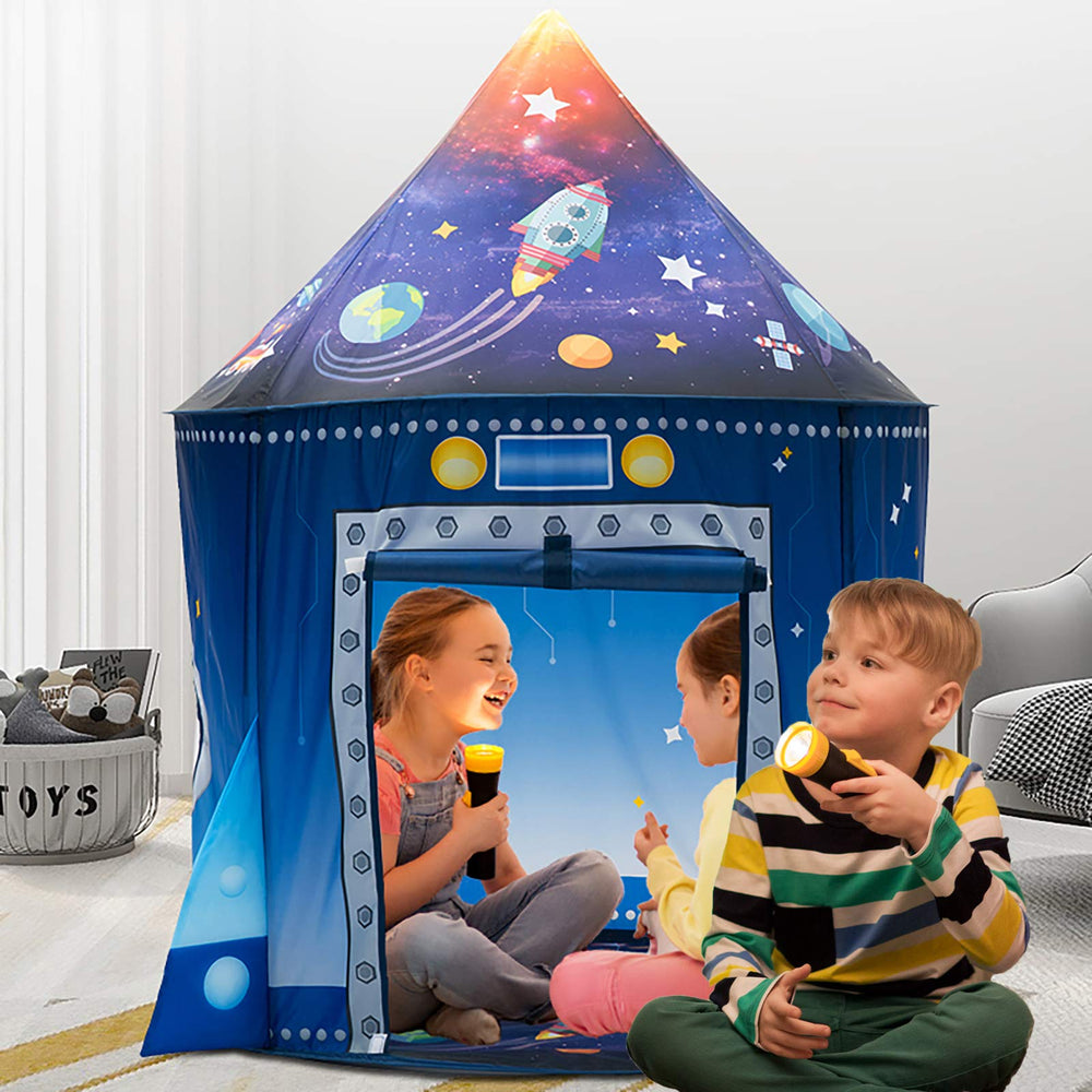 WillingHeart rocket tent fully assembled for group play and storytelling
