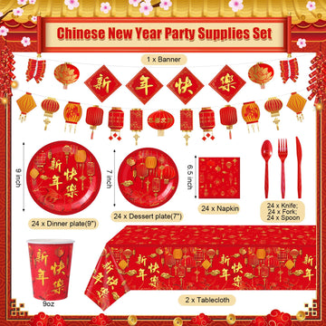 Willinglong 171 Pcs kit 9-inch plates showcase red-gold motif for elegant table presentation