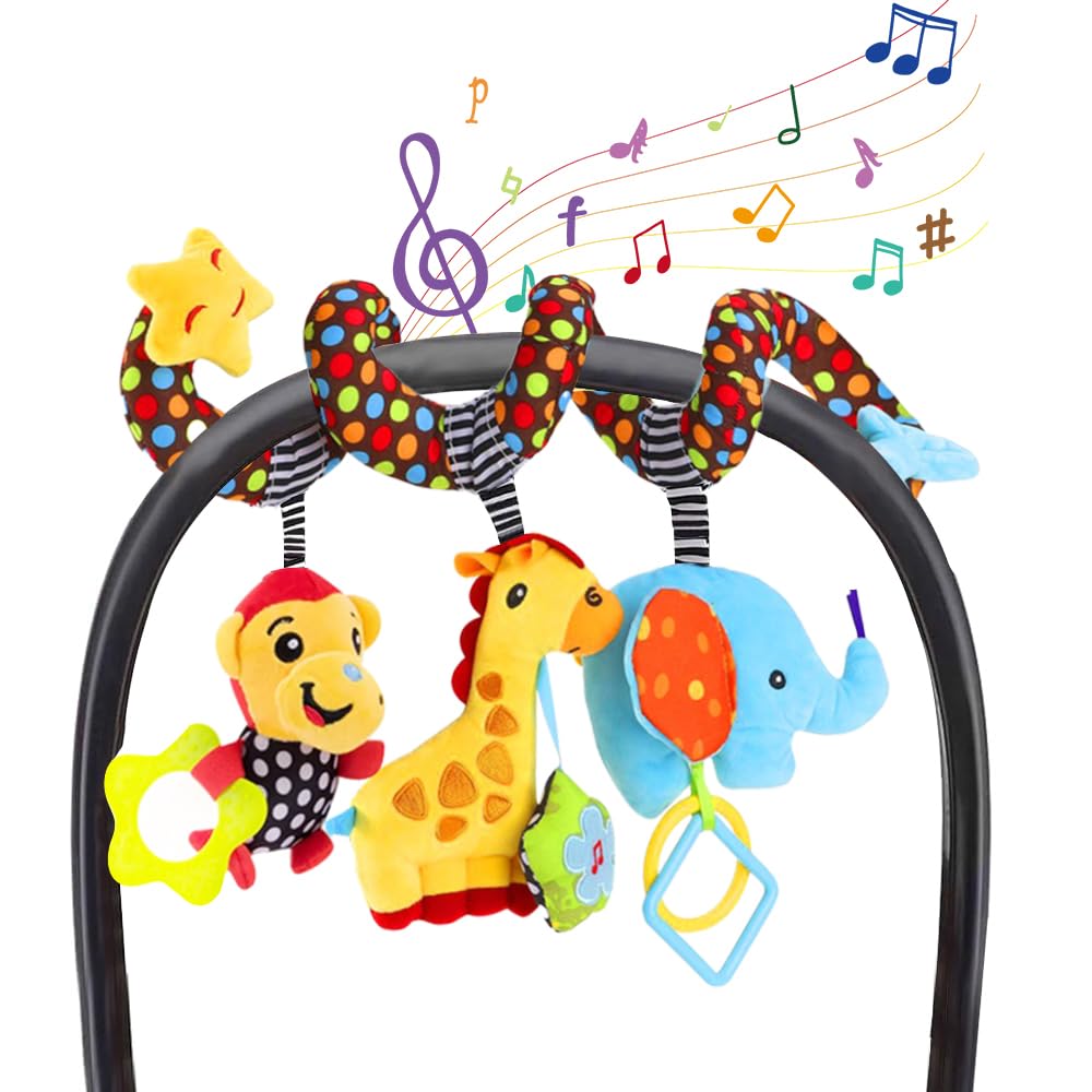 Willway monkey teether car-seat toy supports soothing tactile play during car trips.