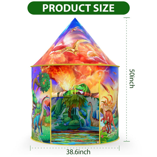 Wilwolfer Dinosaur Tent with colorful dino-graphics sparks storytelling.