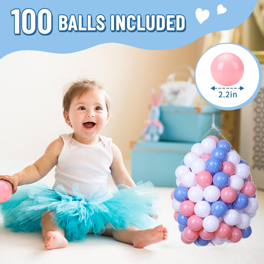 Wilwolfer foam ball pit with 100 balls included for instant play