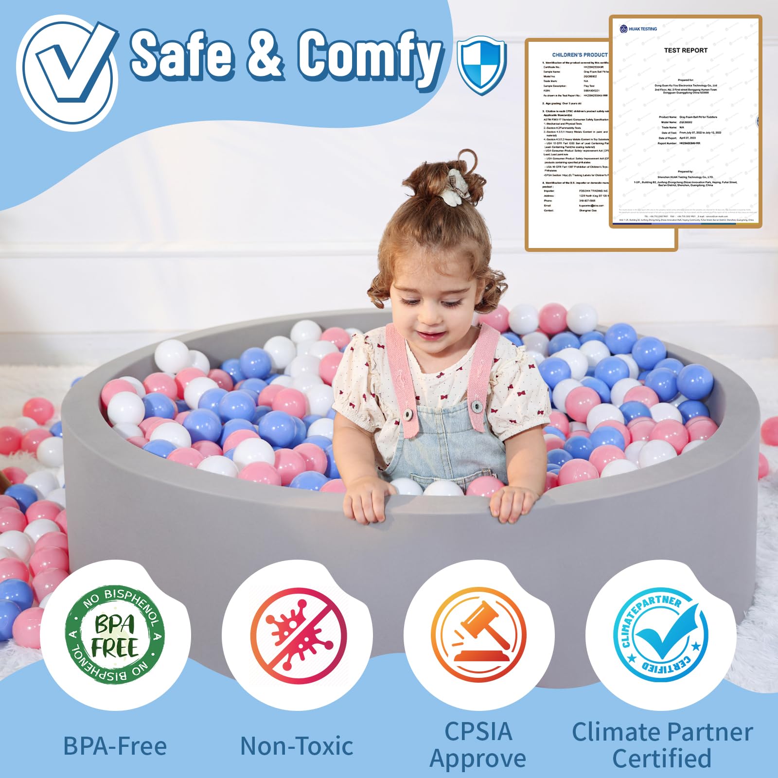 Close-up of Wilwolfer foam ball pit wall showing 2-inch thickness