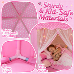 Wilwolfer Princess Castle Play Tent hexagon design, enhances stability during play