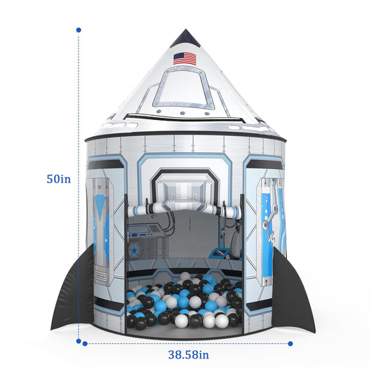 Interior view of the Wilwolfer Rocketship Tent inviting imaginative play.
