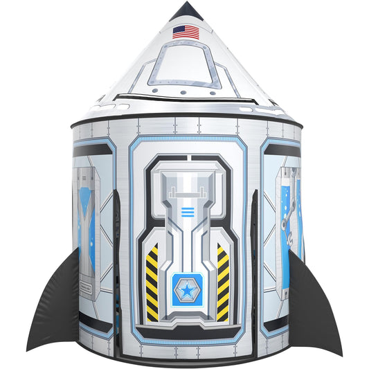 Wilwolfer Rocketship Tent for kids, easy assembly in a cozy play corner.