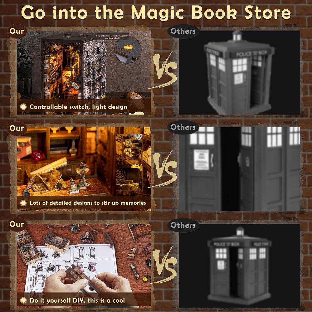 Wimlade miniature book nook construction work illustrating a cozy reading corner.