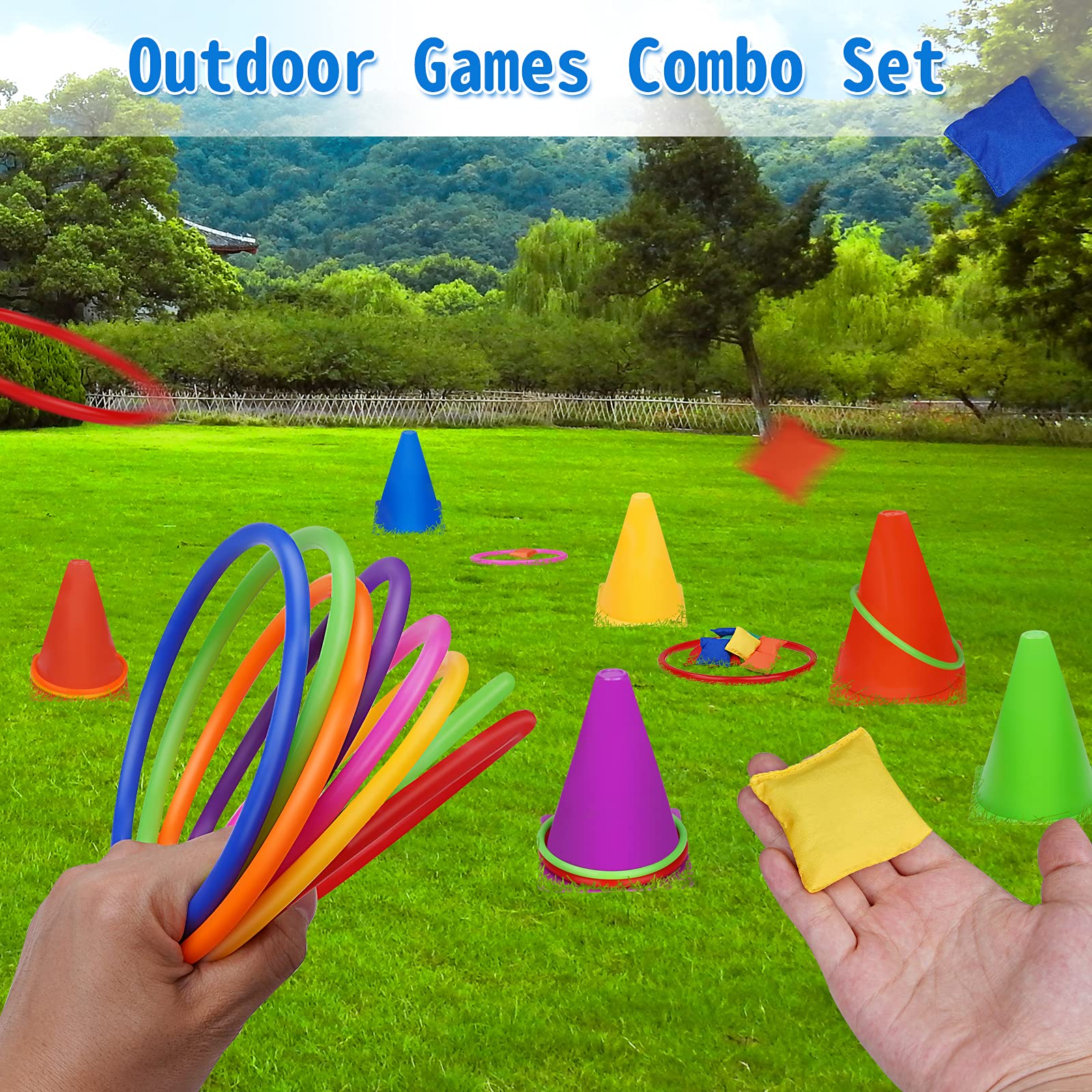 Win SPORTS outdoor games kit is easy to carry and store.
