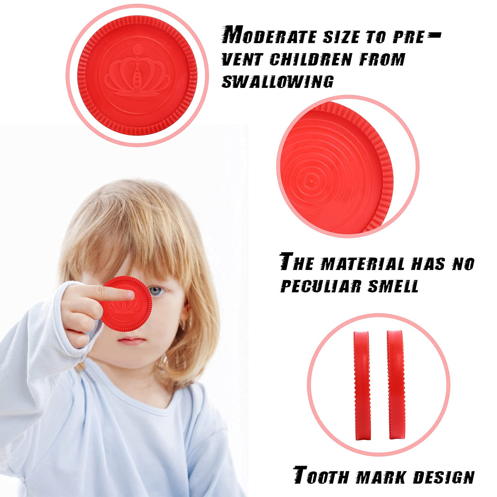 Win SPORTS oversized checkers pieces in black and red for easy visibility.