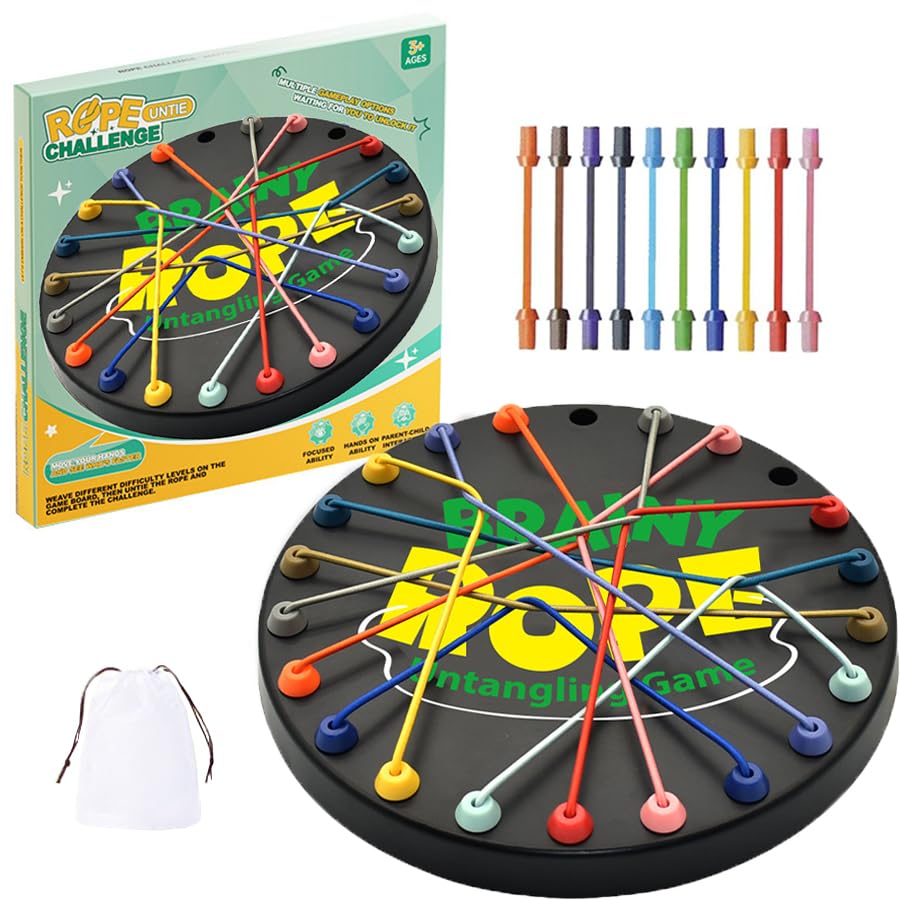 Winbar Brainy Knots game with elastic rope for engaging untangling challenges.