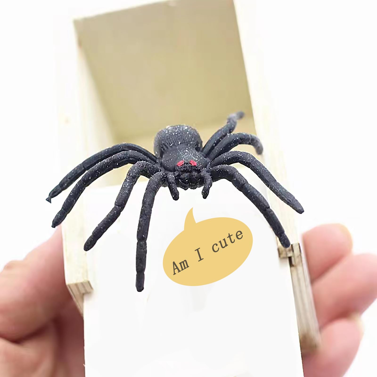 Winbar rubber spider legs swaying to build suspense in a prank moment