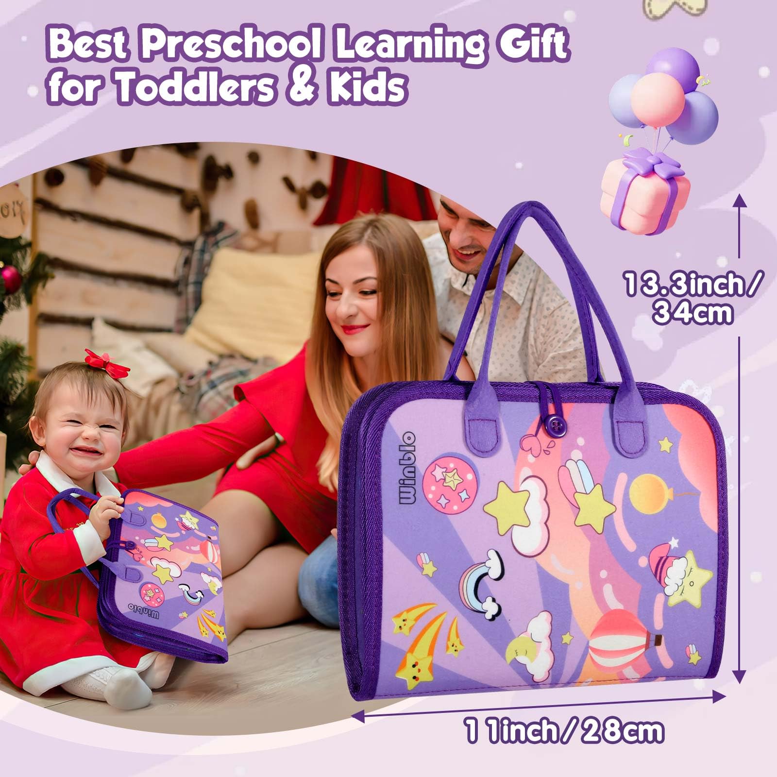 Winblo Travel-friendly Busy Board compact design fits bags for on-the-go learning.