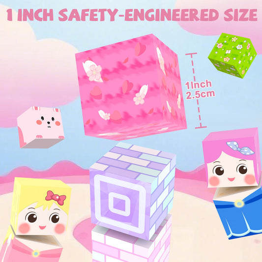 Winchoice Magnet blocks in pink patterns to boost creative play and color exploration.