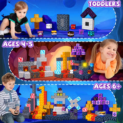 Winchoice Magnet castle and lava-scene built with blocks sparks imaginative storytelling.