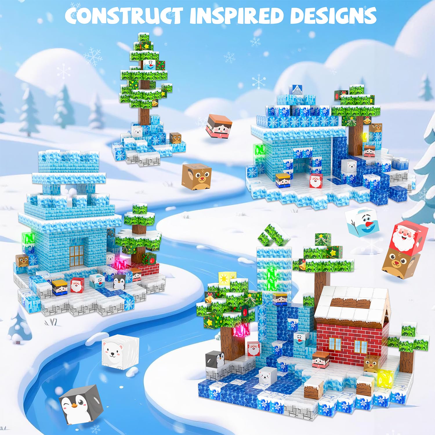 Winchoice Magnet river and caves cubes enhance winter scene-building