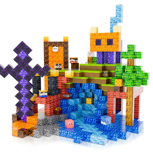 Winchoice Magnetic Blocks 100pcs Cozy Cabin scene boosts imaginative play and spatial skills.
