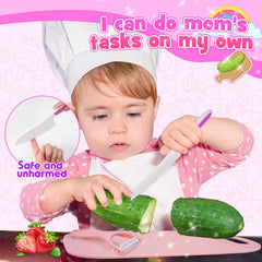 Windidi kids kitchen set safety serrated blades reduce risk during play.