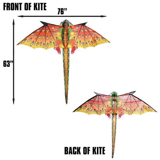 WindNSun Green Dragon kite 76in dragon head close-up highlighting dramatic motion.