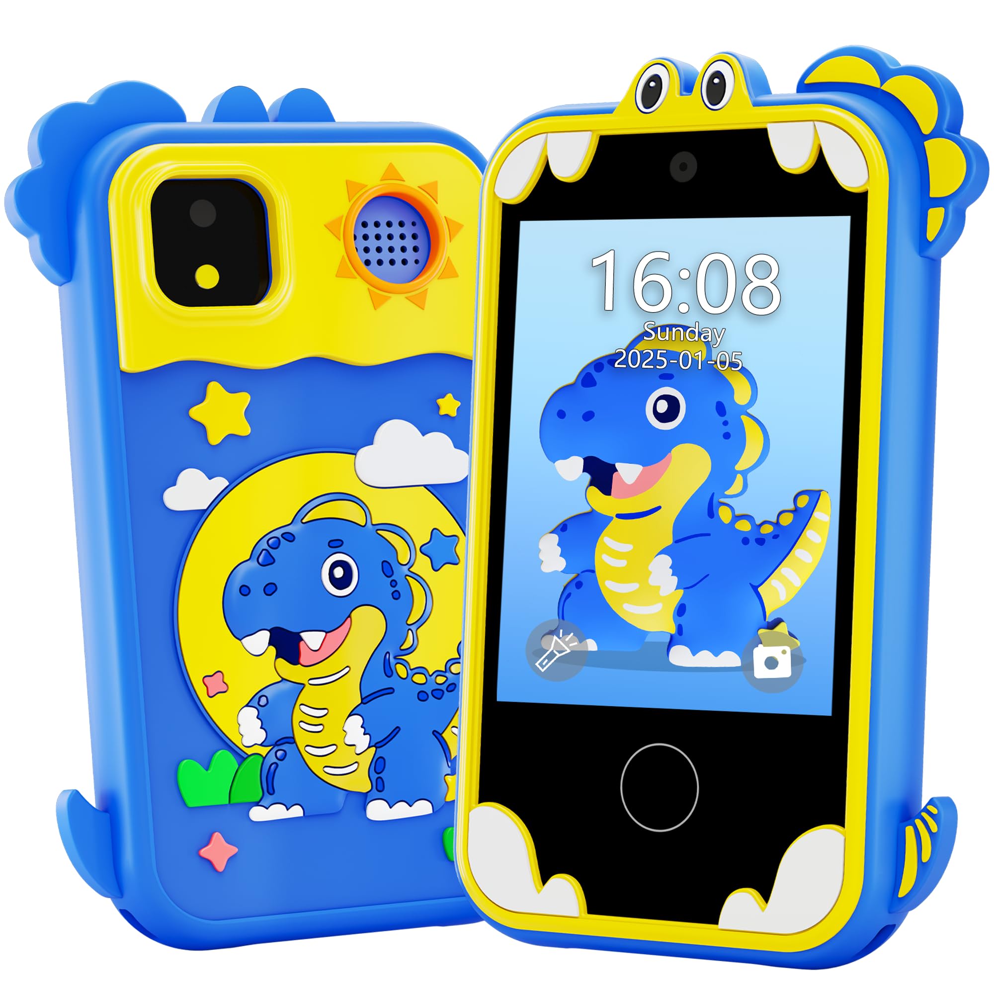 Windpaint Kids Phone blue front view showing kid-friendly, easy-to-hold design.