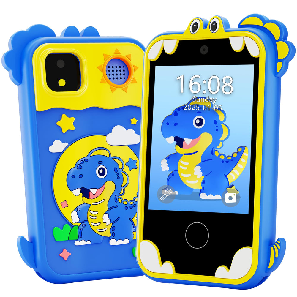 Windpaint Kids Phone blue front view showing kid-friendly, easy-to-hold design.