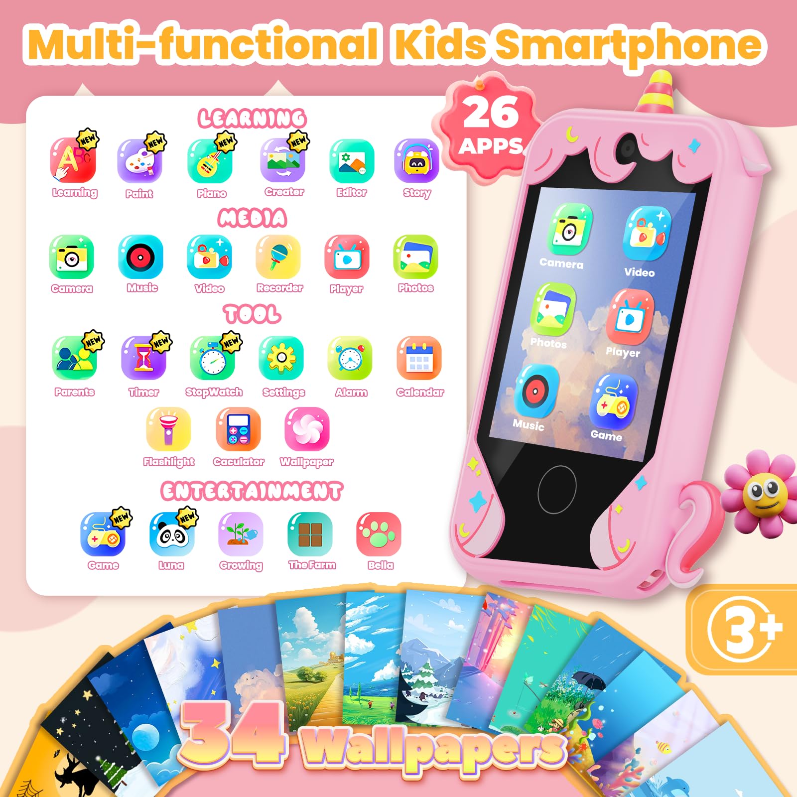 Windpaint Kids Phone dual cameras capture memories and support photo play
