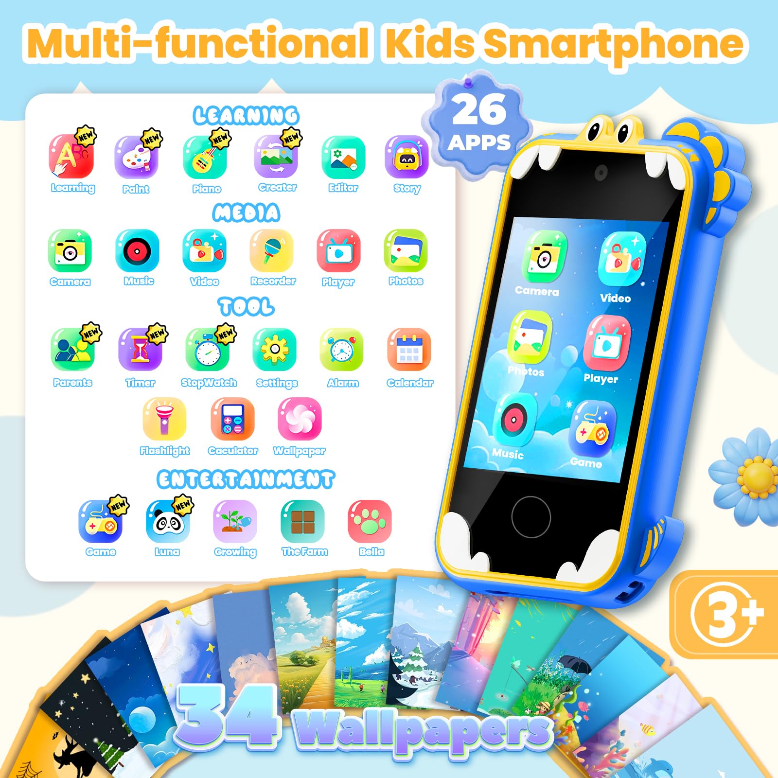 Windpaint Kids Phone dual cameras capturing memories during playtime adventures.