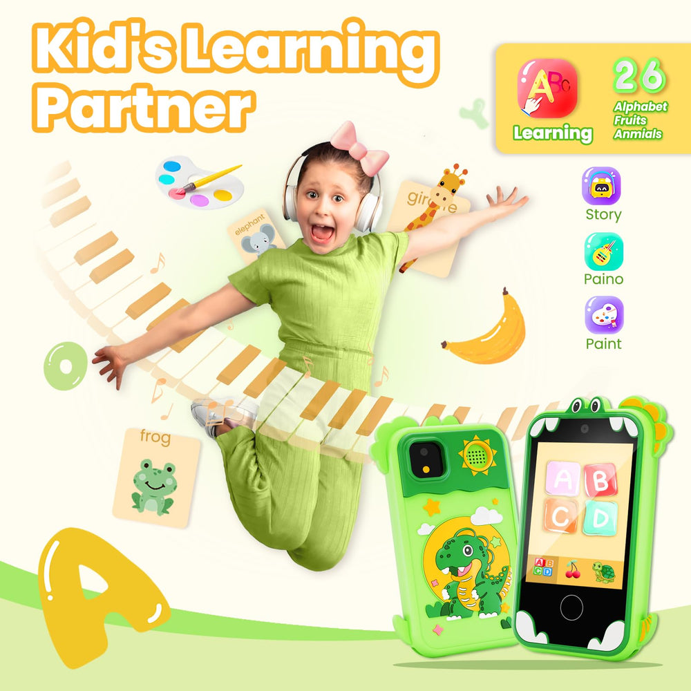 Windpaint Kids Phone Green close-up of colorful buttons for interactive learning.