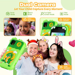 Windpaint Kids Phone Green side profile highlights portability for travel and gifting.