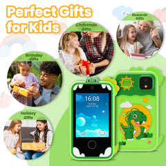 Windpaint Kids Phone Green silicone case adds shockproof protection.
