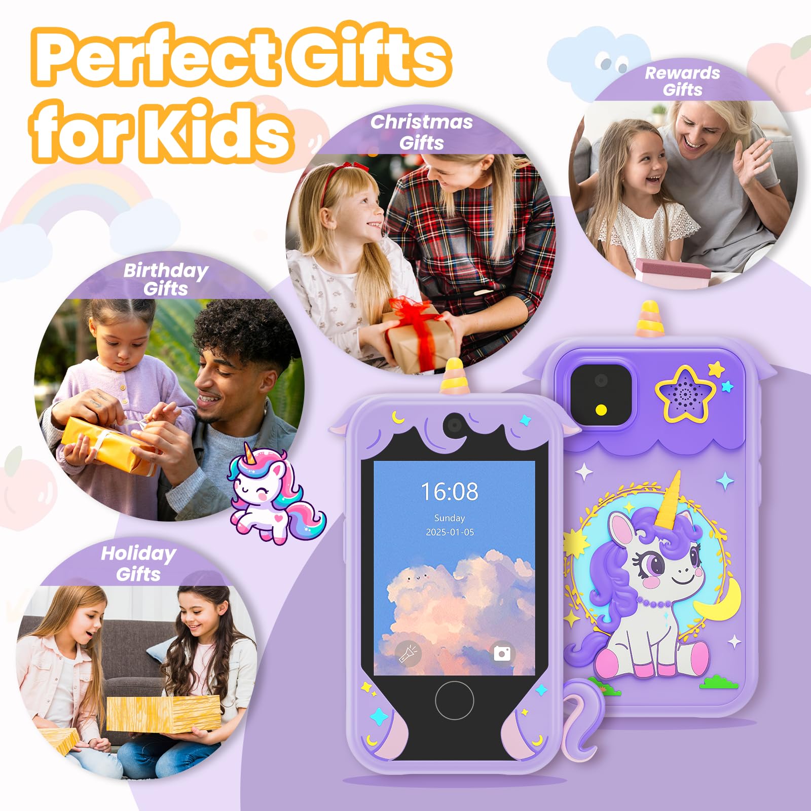 Painting and piano tools spark creativity on Windpaint kids phone.