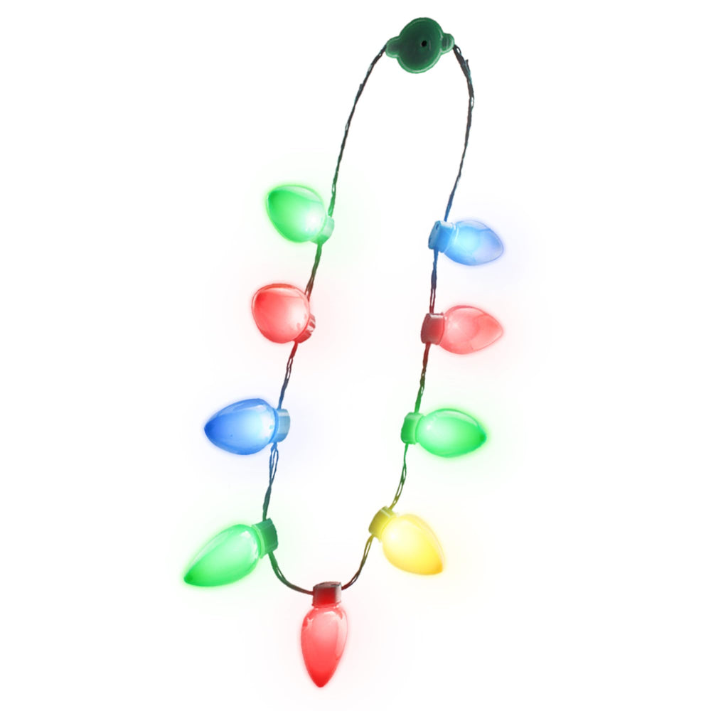 Windy City Novelties 9-bulb LED necklace, front view, festive glow for holiday wear.