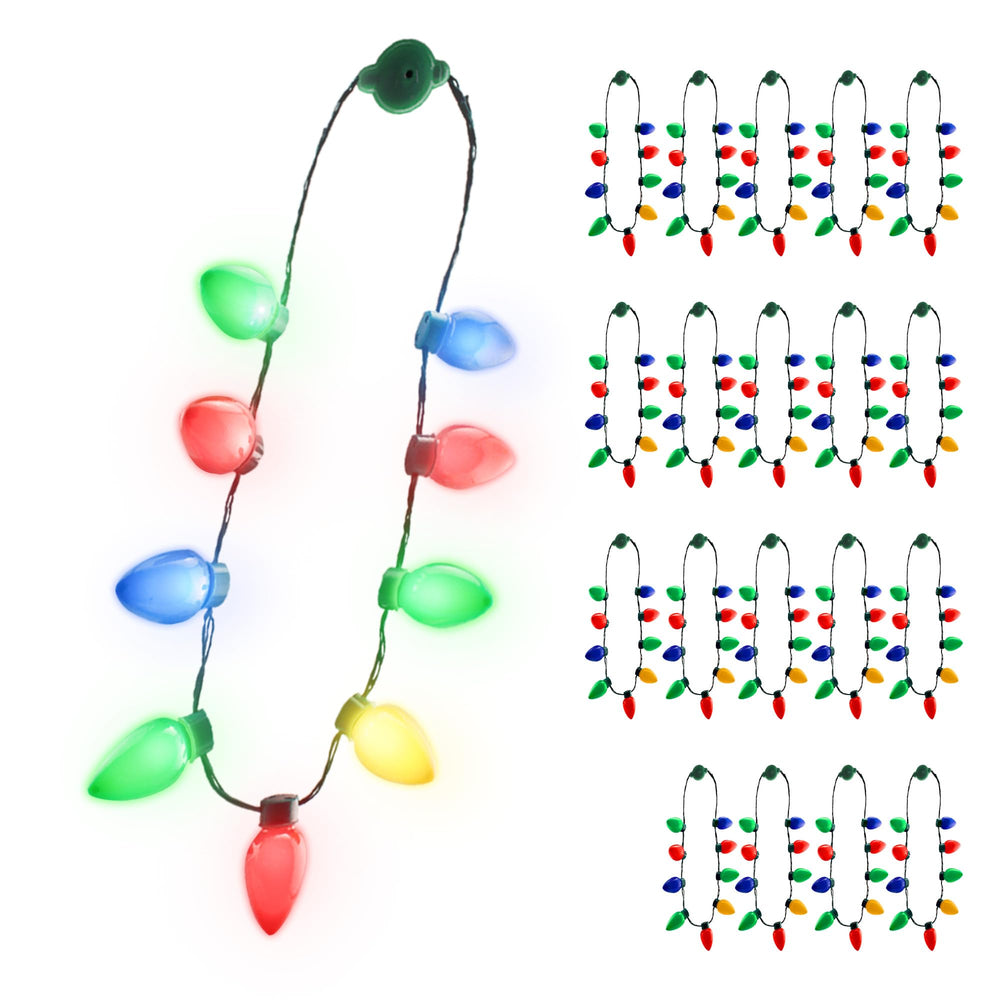 Windy City Novelties LED necklace showing six lighting modes for dynamic effects