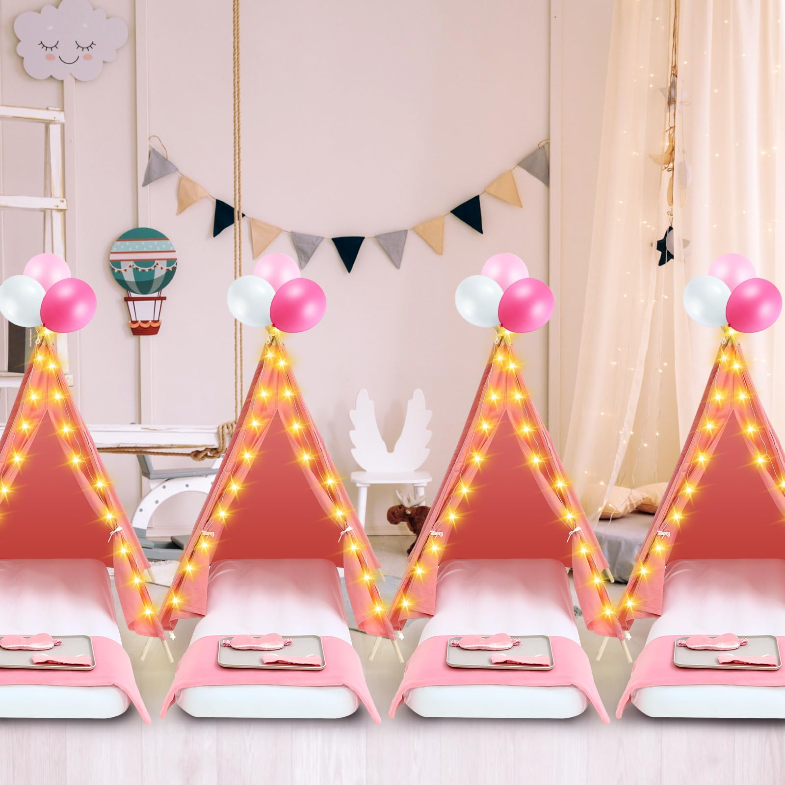 Windyun kids reading inside pink teepee encourages imaginative play
