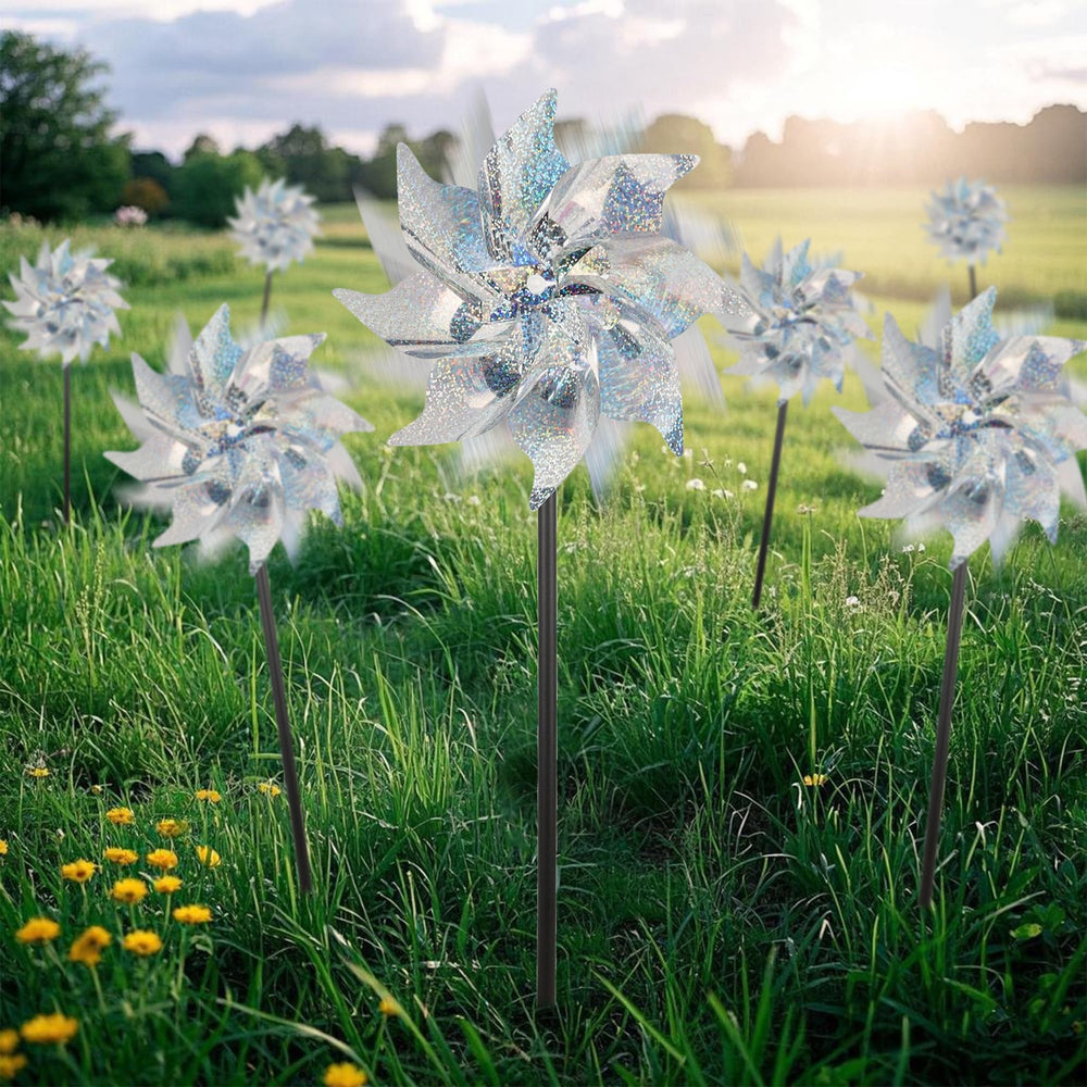 Weather-resistant pinwheels withstand sun and rain in outdoor decor.