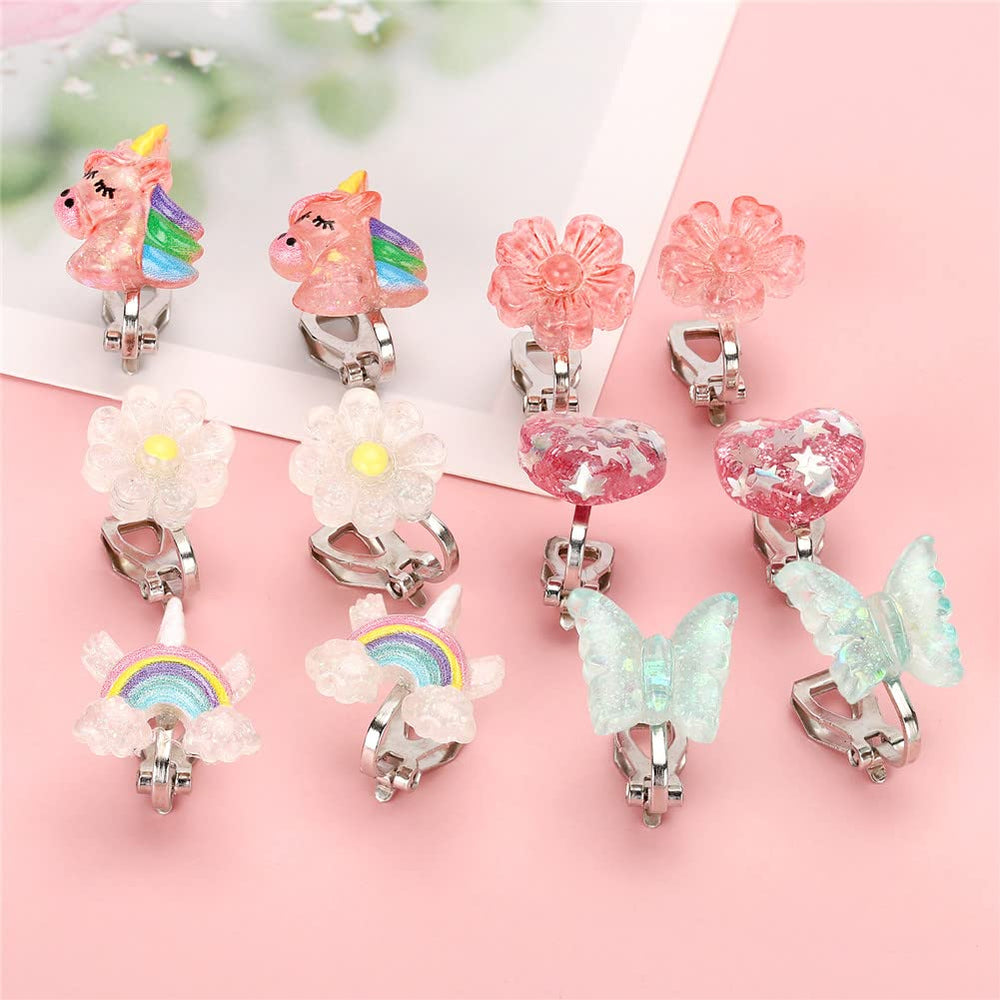Wingchold rainbow clip-on earrings brighten any look with glossy color