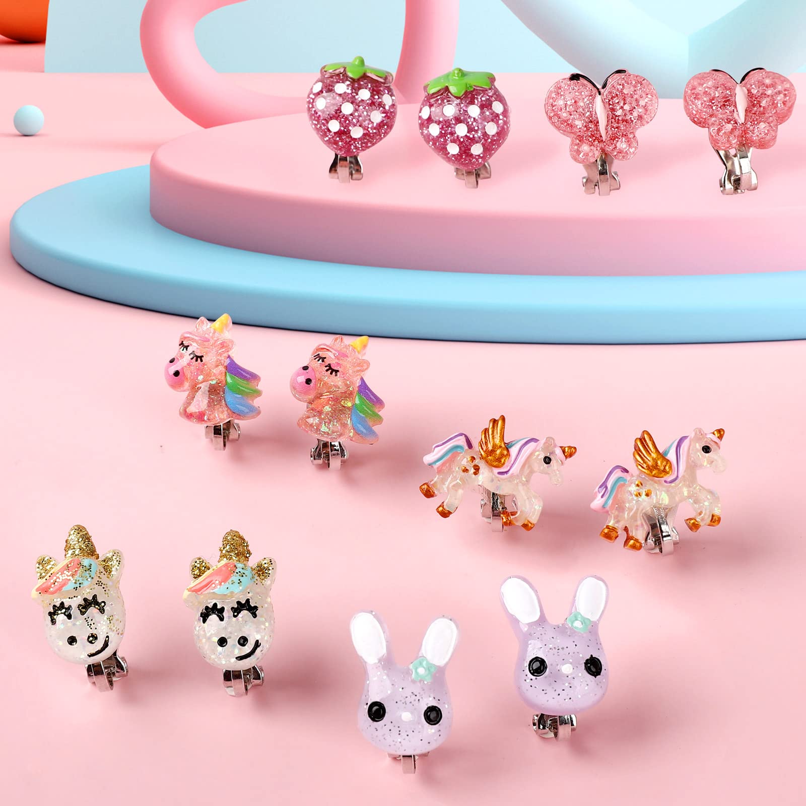 Wingchold strawberry clip-on earrings, cute fruit accents for daily wear.