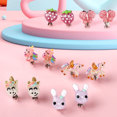 Wingchold strawberry clip-on earrings, cute fruit accents for daily wear.
