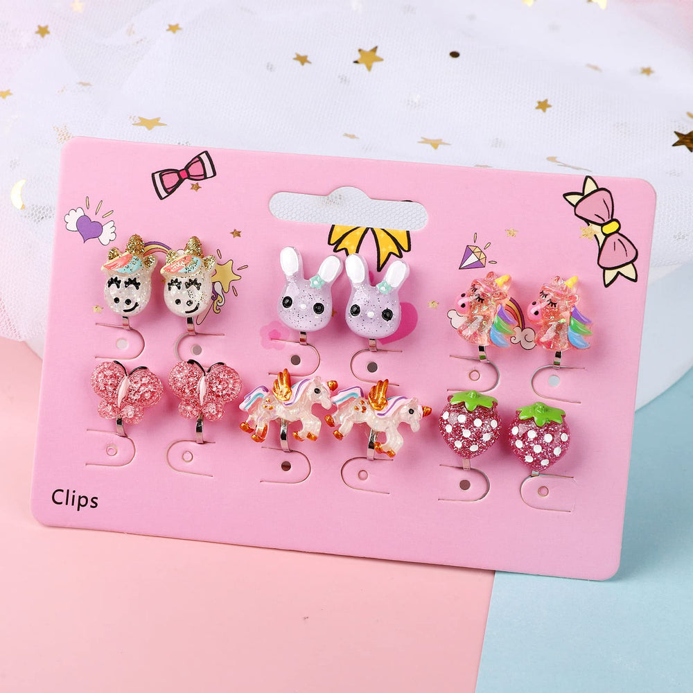 Wingchold strawberry clip-on earrings set of 6, cute daily wear.