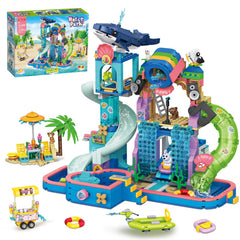Wingift water park building set with water slide for imaginative play