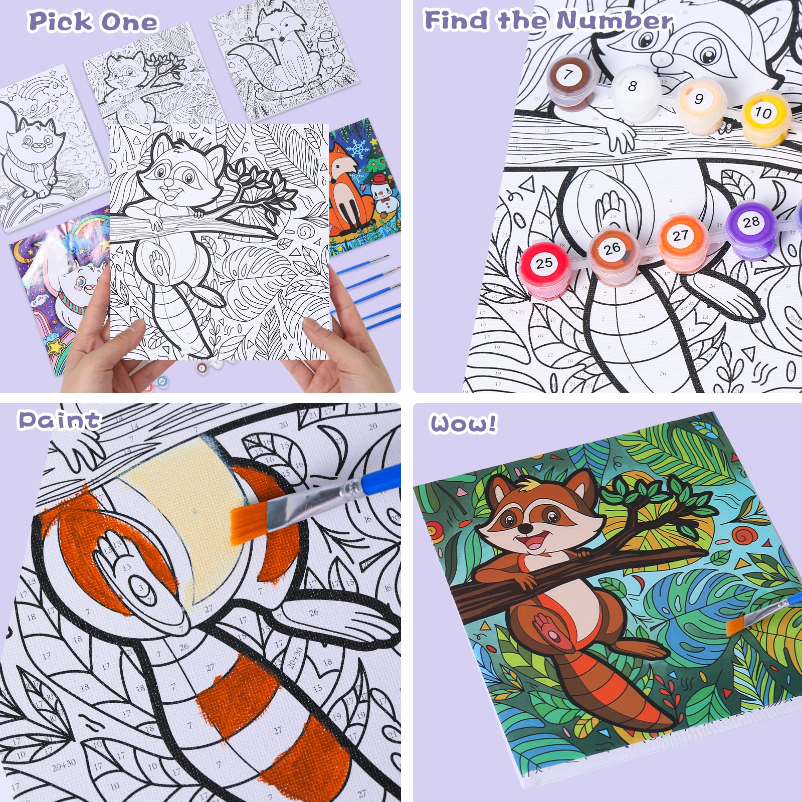 Wings Giant Paint by Numbers 5 brushes set, precision tips for clean lines.