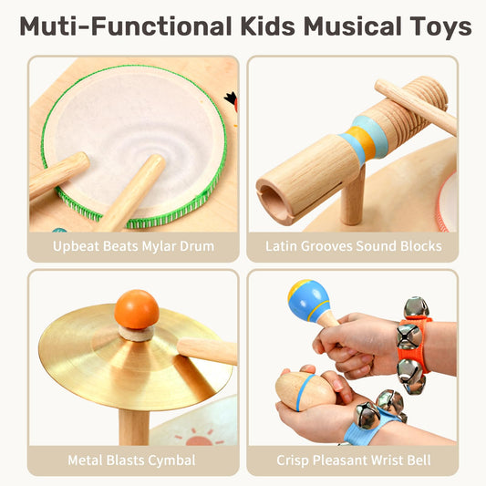 Wingyz 11-in-1 drum set side view highlights compact, kid-friendly design.