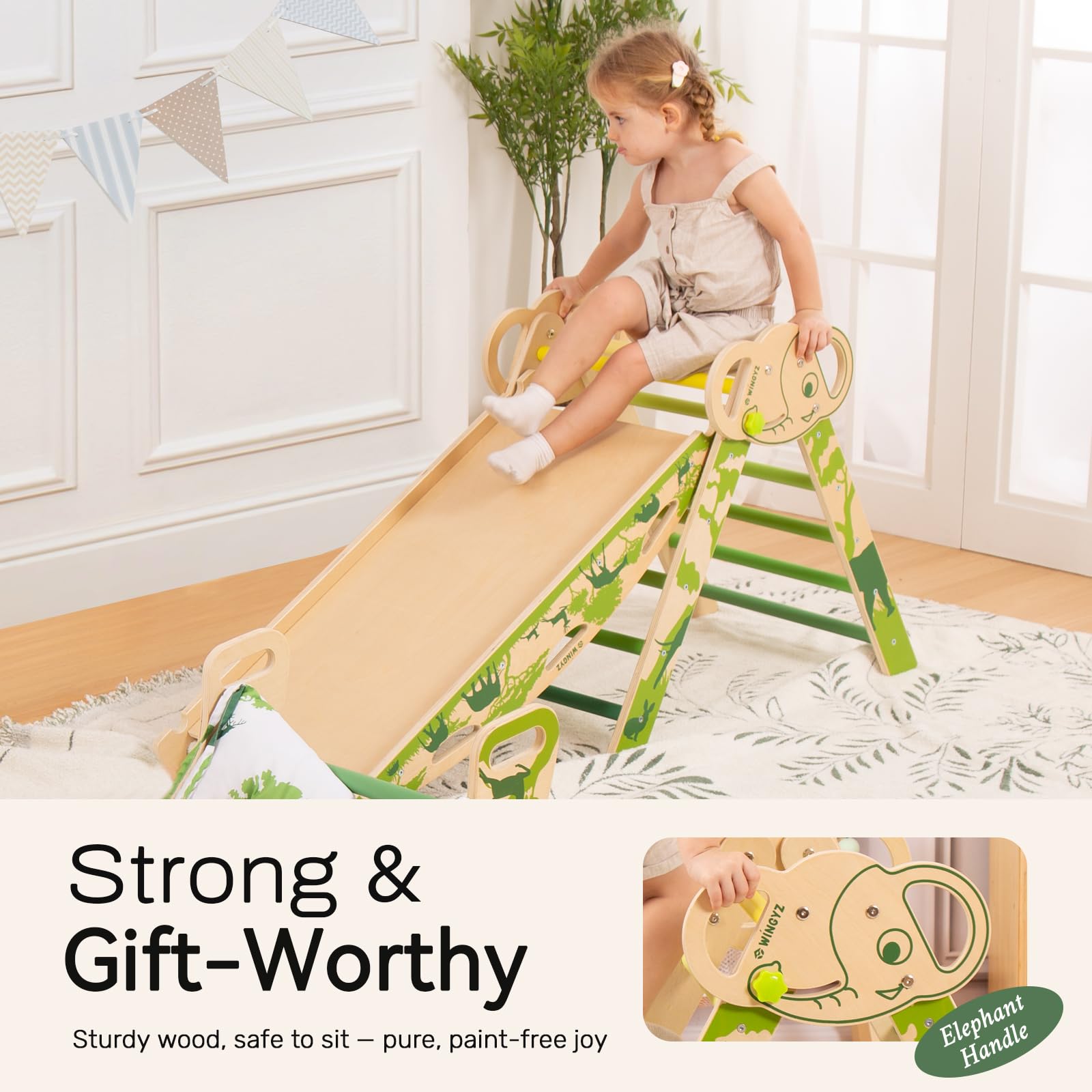 Wingyz indoor-outdoor climber fits living rooms or backyards for versatile play.