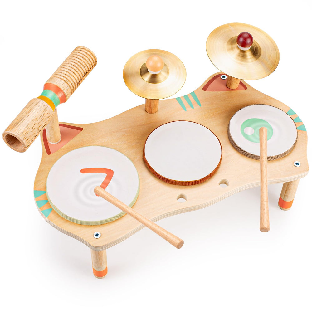 Wingyz Kids Drum Set with three drums boosts toddler rhythm and coordination.