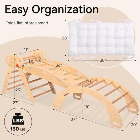 Wingyz Pikler triangle foldable design—compact storage for small playrooms