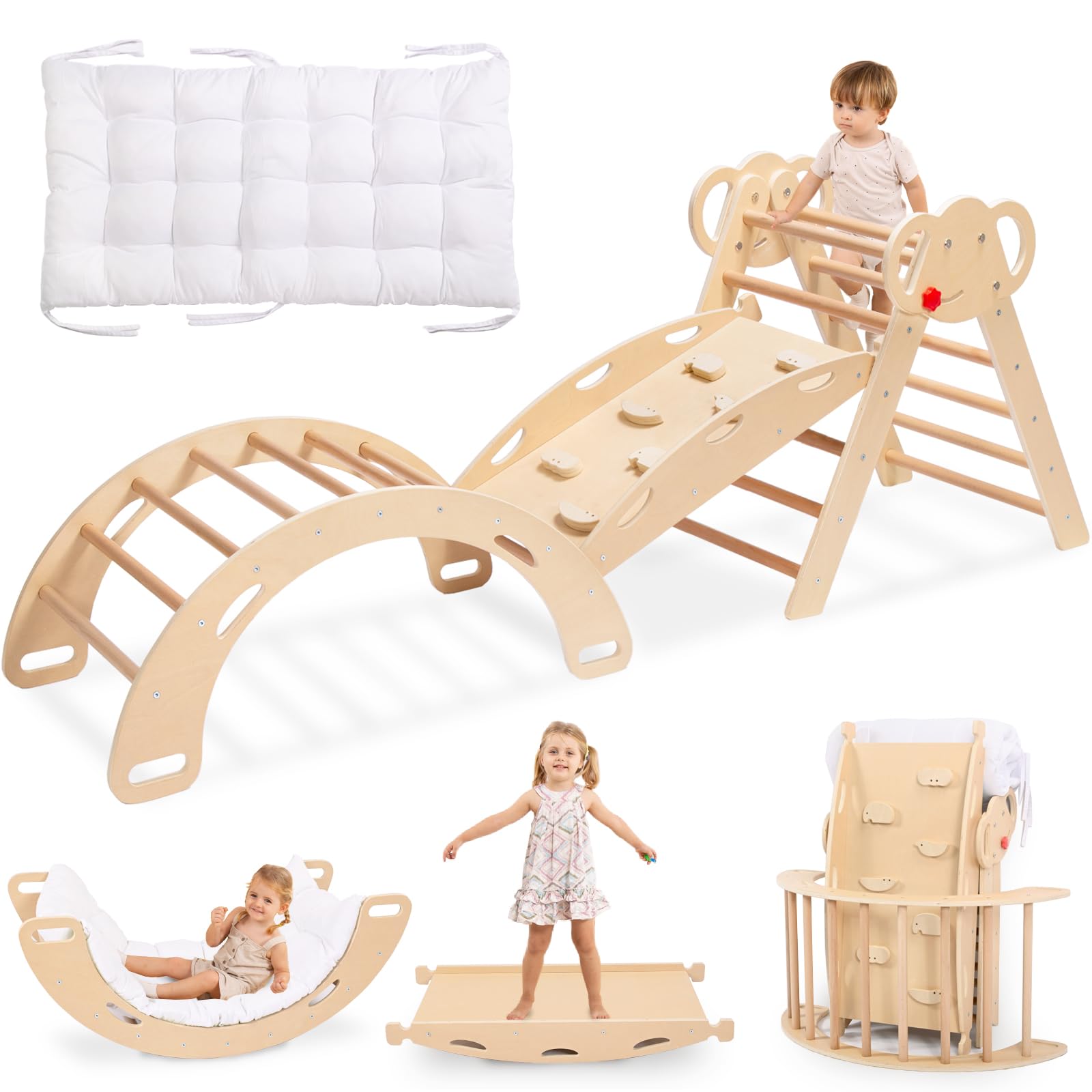 Wingyz Pikler triangle teak wood—sturdy frame supports safe toddler climbing and exploration