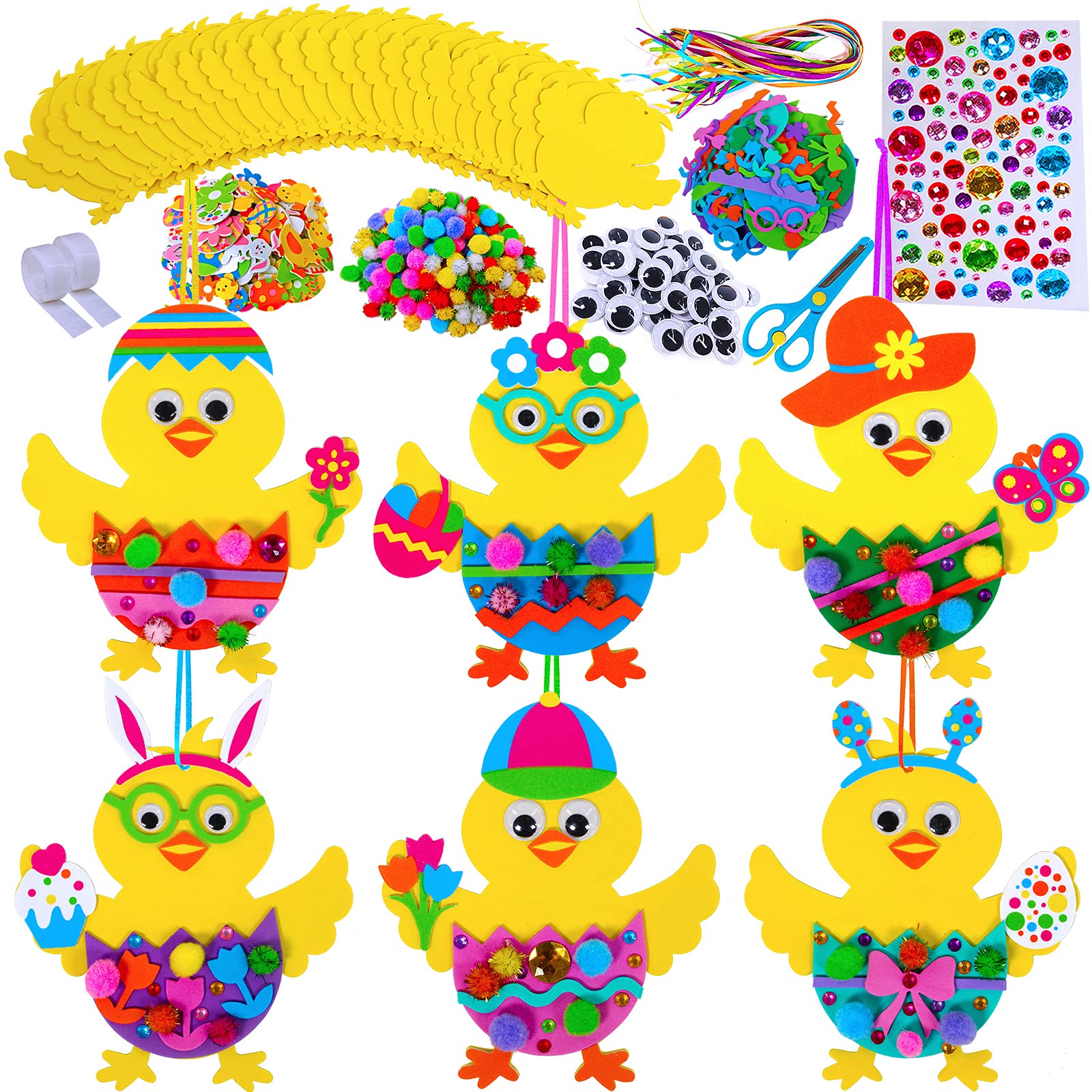 Winlyn Easter Chick Hatching egg foam base for kids crafts