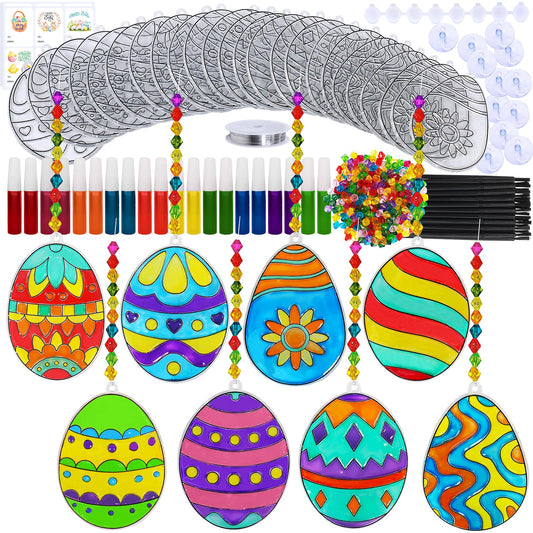 Winlyn Easter egg suncatchers 24 designs brighten windows with spring color.