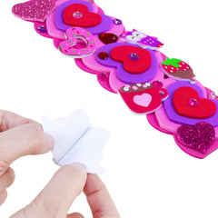 Winlyn glitter foam heart stickers add sparkle to DIY bookmarks.