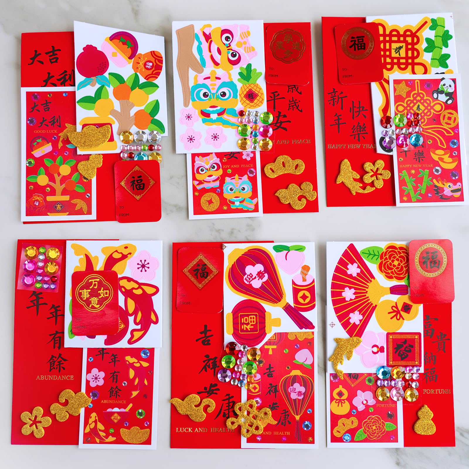 Winlyn jewel sticker sheet for accenting Hong Bao designs.