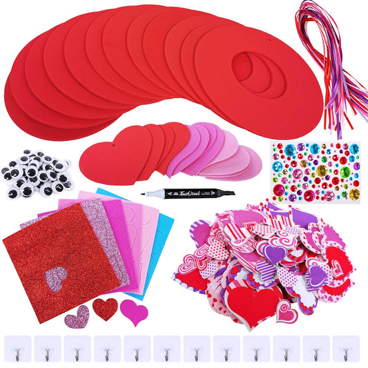 Winlyn patterned heart stickers provide assorted designs for colorful wreaths.