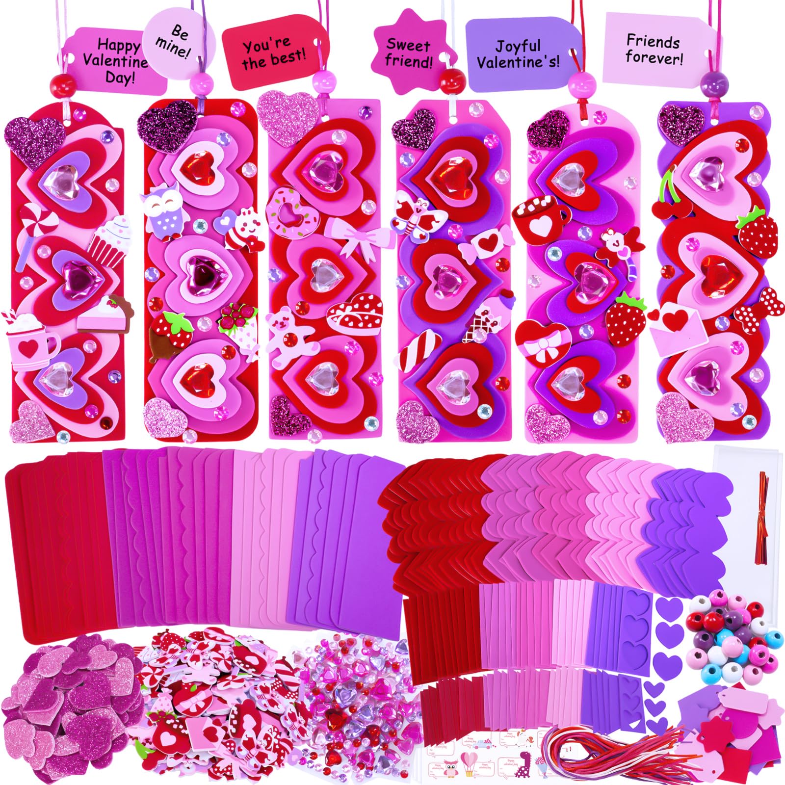 Winlyn Valentine bookmark kit 36 bases, ideal for classroom crafts and reading.